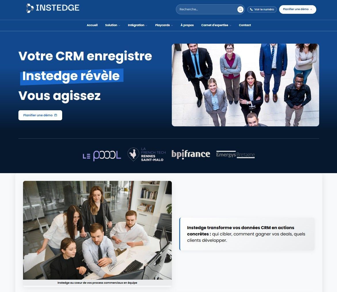 Refonte du site instedge.ai réalisée avec le CMS Knotix